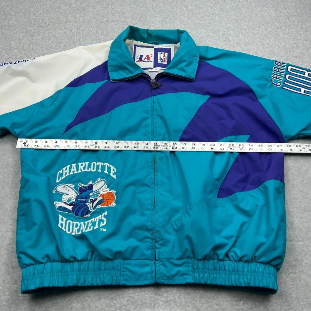 VTG Logo Athletic Charlotte Hornets Sharktooth Windbreaker Jacket Men's XL 90s** - Picture 10 of 16